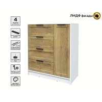 Тумба Тренд КТ-Т90 (Белый платинум ЛДСП/ Дуб вотан ЛМДФ) Ш900 В1020 Г451